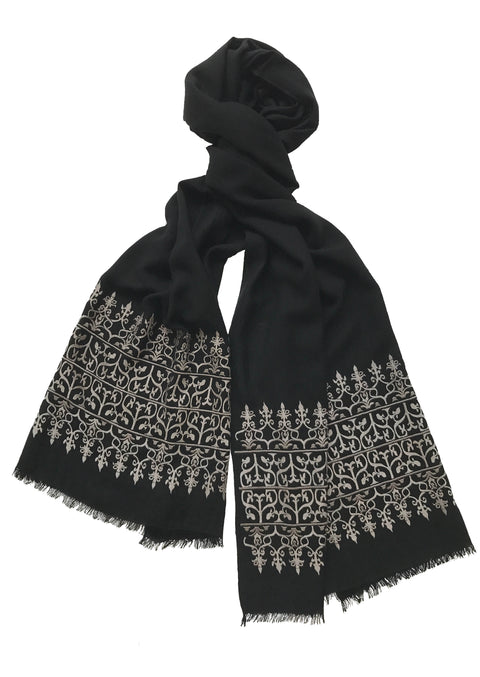 Granada border embroidered scarf
